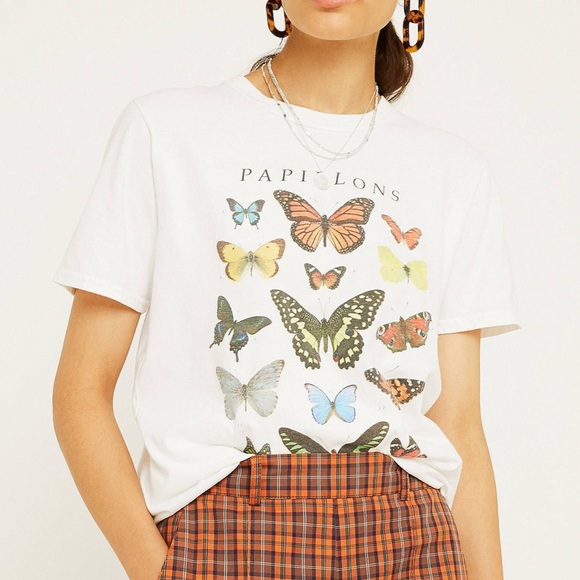 Urban Outfitters Tops - Urban Outfitters Papillons Graphic Tee White S